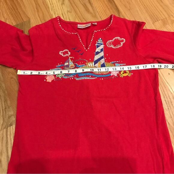 Quaker factory beaded embroidered lighthouse nautical top size small - Picture 5 of 7